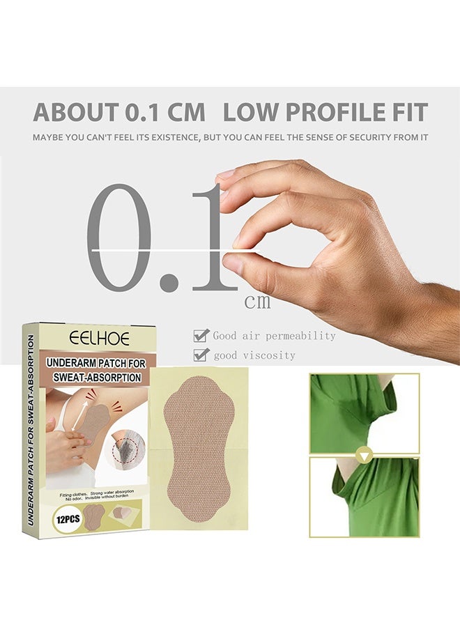 EELHOE Underarm Patch for Sweat-Absorption.   Underarm Anti-perspirant Tape Invisible Disposable Anti Perspiration Absorbent Deodorant Prevention Pad, Armpit Antiperspirant Stickers for Women Men Reduce Armpit Sweat 12PCS - Image 2