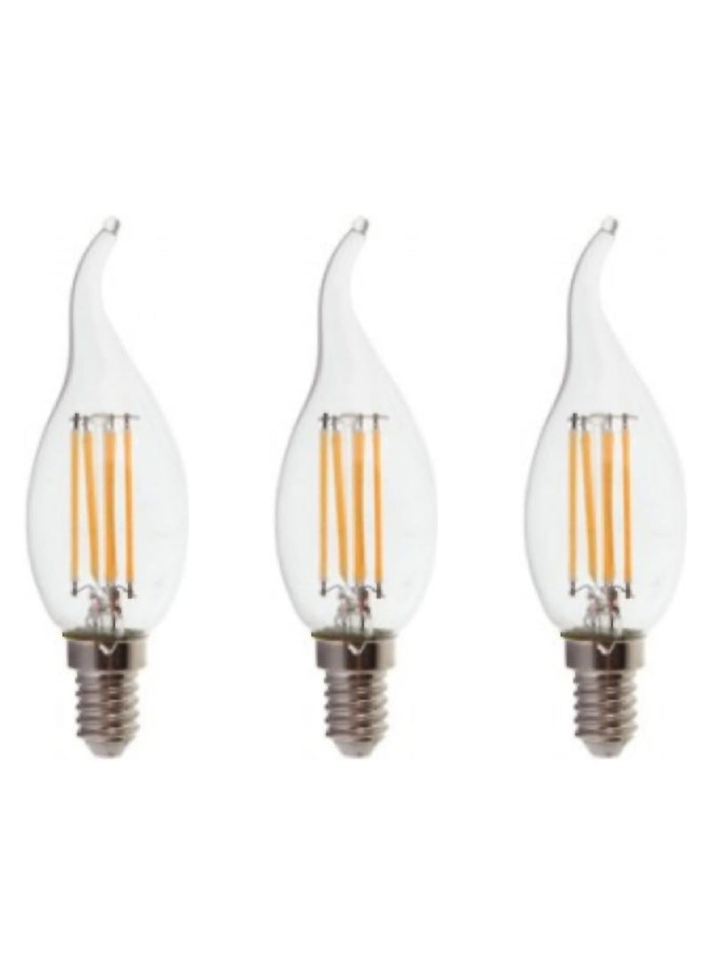 ماركة غير محددة - لمبة شمعة LED من GEN2، بفتيل بقوة 4 واط، كلاسيكي، طرف لهب، تصميم عتيق، E14، 2700 كلفن، 250 لومن (3 قطع)، بطرازطابع اديسون لون الضوء اصفر/ ورم - Image 1