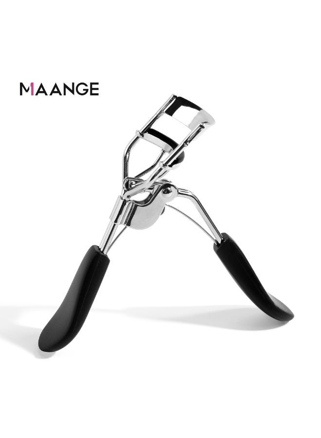 MAANGE مكبس رموش من الفولاذ المقاوم للصدأ، مكبس رموش خالي من الألم مع مقبض سيليكون، تصميم مريح، يناسب جميع أشكال وأحجام العيون، مكبس رموش محمول للنساء - Image 2