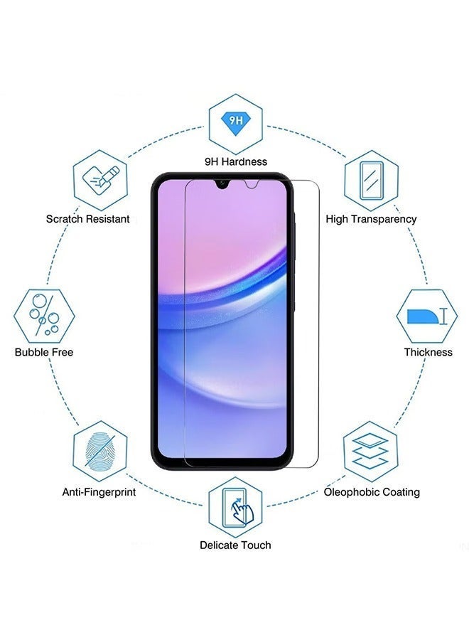 X-level 2 Pack Tempered Glass Screen Protector for Samsung Galaxy A15 5G/4G with Comfortable Touch Feeling, Easy Clean Install, Transparent Anti-scratch Anti-fingerprint Phone Display Cover Accessory - Image 1