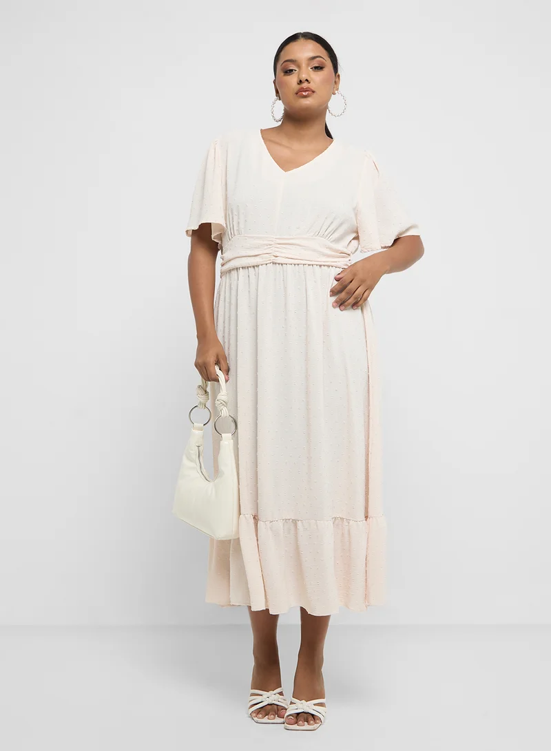 Ginger Plus Ruffled Hem Midi Dress