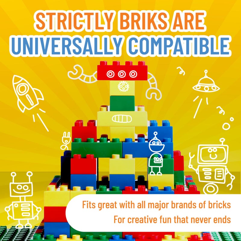 Strictly Briks مجموعة كتل البناء من ستريكتلي بريكس - متوافقة مع ليغو - كتل عملاقة للأعمار من 3 سنوات فما فوق - لعبة بناء مجموعة البناء - لعبة بناء لتطوير المهارات - 108 قطعة، أزرق، أخضر، أحمر وأصفر - Image 4