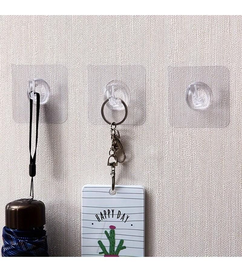 Transparent 30lb Plastic Hooks Strong Adhesive Wall Mount No Trace Drilling Bathroom Kitchen Organizer - Image 5