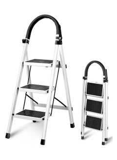 DubaiGallery 3 Steps Ladder Folding Step Stool With Anti Slip Sturdy And Wide Pedal Lightweight Portable Multi Use Stepladder For Home And Kitchen Foldable Ladder Space Saving  - Image 2