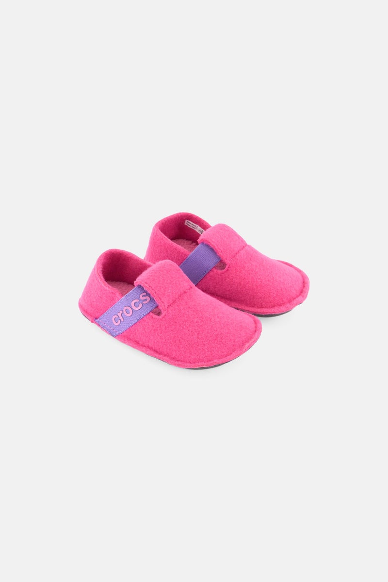 crocs Kids Girl Faux Fur Slip On Homewear Slippers, Pink  - Image 1
