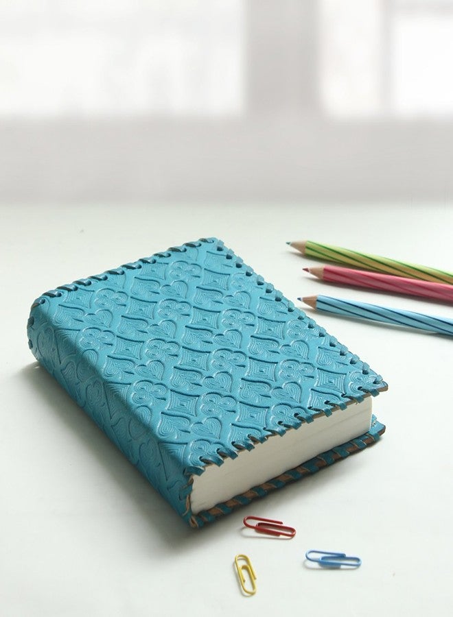 Store Indya Leather Journal Diary Unlined Personal Organizers Book (7" x 5" Playing Card Motif-Blue) 100 Pages Book - Image 2