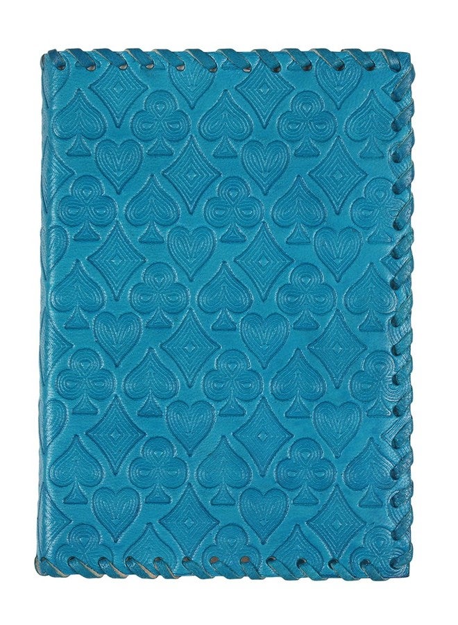 Store Indya Leather Journal Diary Unlined Personal Organizers Book (7" x 5" Playing Card Motif-Blue) 100 Pages Book - Image 1