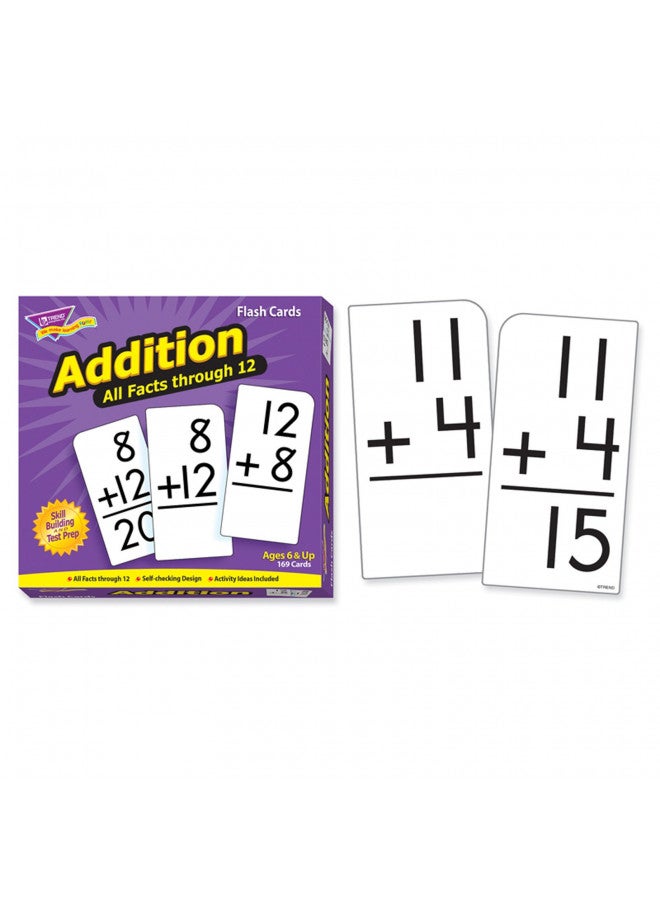 Trend Enterprises: Addition All Facts Through 12 Skill Drill Flash Cards, Great for Skill Building and Test Prep, Self-Checking Design, 169 Cards Included, for Ages 6 and Up - Image 2