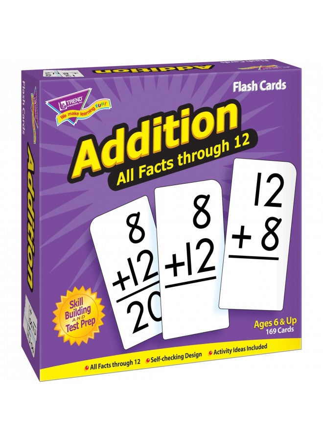 Trend Enterprises: Addition All Facts Through 12 Skill Drill Flash Cards, Great for Skill Building and Test Prep, Self-Checking Design, 169 Cards Included, for Ages 6 and Up - Image 1