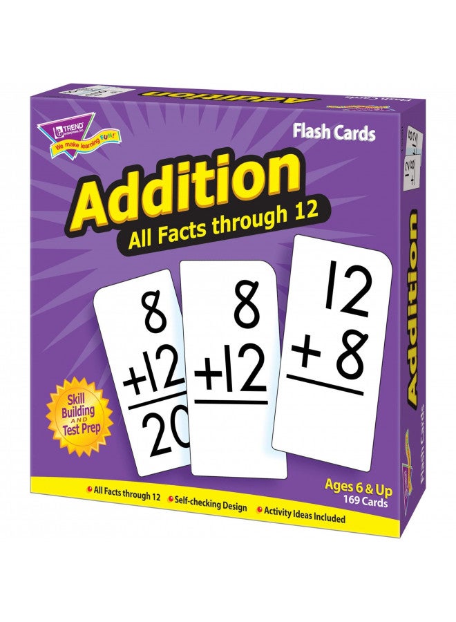Trend Enterprises: Addition All Facts Through 12 Skill Drill Flash Cards, Great for Skill Building and Test Prep, Self-Checking Design, 169 Cards Included, for Ages 6 and Up - Image 4