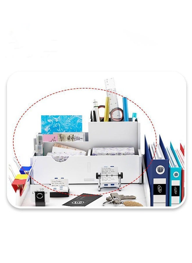 HOOPZOZA - White Desk Organizer and Storage with Pen Holder for organizing office supplies organizing desktop Storing Books for home office - Image 1
