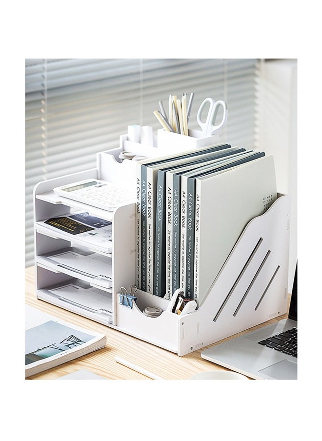 HOOPZOZA - White Desk Organizer and Storage with Pen Holder for organizing office supplies organizing desktop Storing Books for home office - Image 1