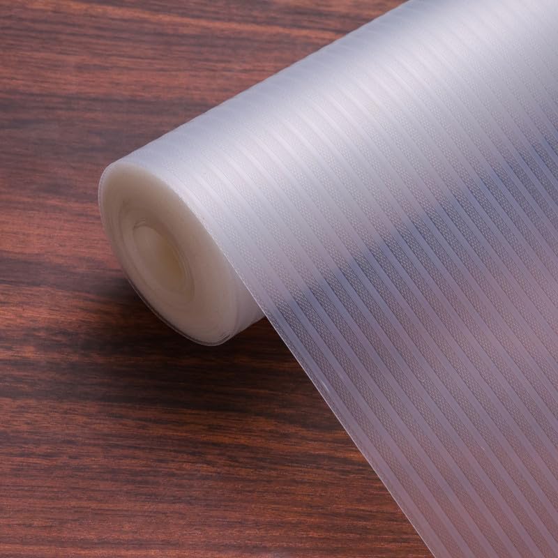 Easy Home EASYHOME Multipurpose 60cm x 3m Waterproof EVA Lines Anti Slip Mat for Kitchen, Bathroom Cabinet Kitchen Drawer Shelf Liner Sheets Roll, Non-Slip Fridge Mat, Table Mat (60cm x 3 Metres Roll, Clear) - Image 1