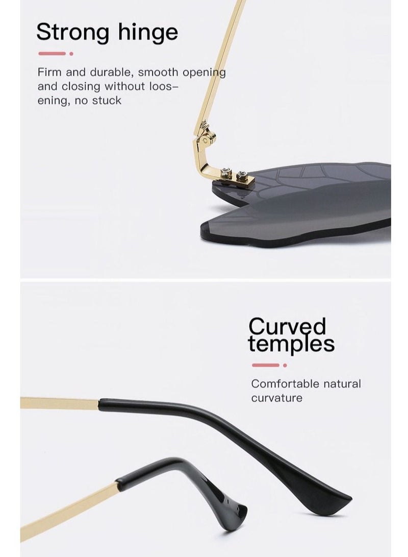 Goldfish Transparent White Steampunk Dragonfly Rimless Sunglasses - Image 5