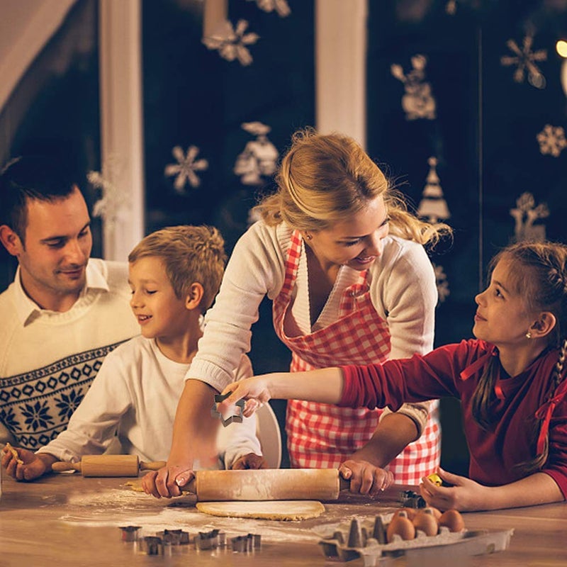 MCIGICM Cookie Cutters Shapes Baking Set, 12PCS Flower Round Heart Star Shape Biscuit Stainless Steel Metal Molds Cutters for Kitchen Baking Halloween Christmas - Image 2