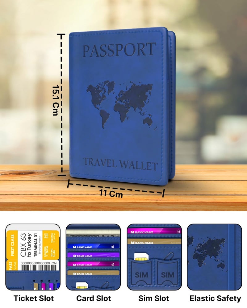 FEDUS Passport Holder for Men & Women's Passport Cover Case Wallet Credit/Debit Card, Travel Document Accessories Organiser. - Faux Leather - Image 2