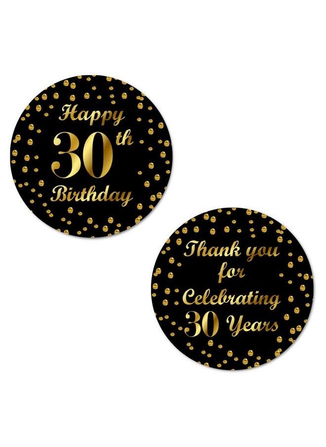 RokAPary 30Th Birthday Round 2 Inch Big Glossy Stickers Thank You For Celebrating 30 Years Black And Gold Labels Great For Party Favors Decorations Tags Gift Bags And Supplies. Made In Usa  - Image 1