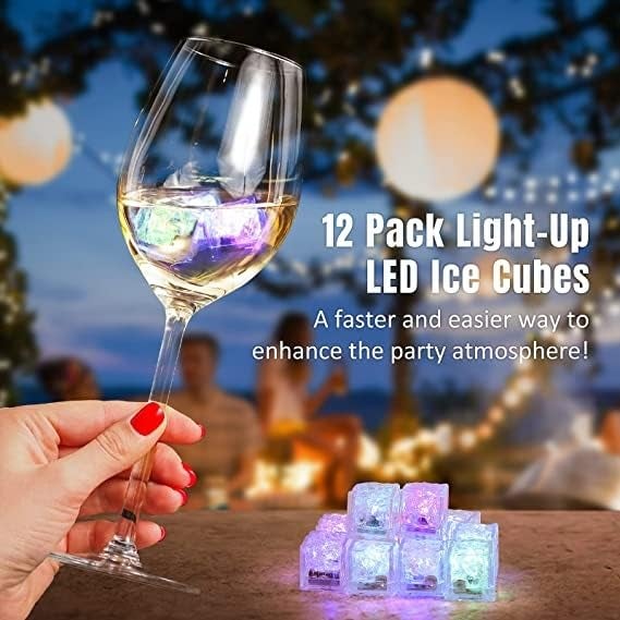 TWINZEN TWINZEN Light Up Ice Cubes Portable Multi Color Reusable Light up Led Ice Cubes for Drinks with Changing Lights Waterproof Reusable Glowing Flashing Led Ice Cube for Club Bar Party Wedding Decor  - Image 4