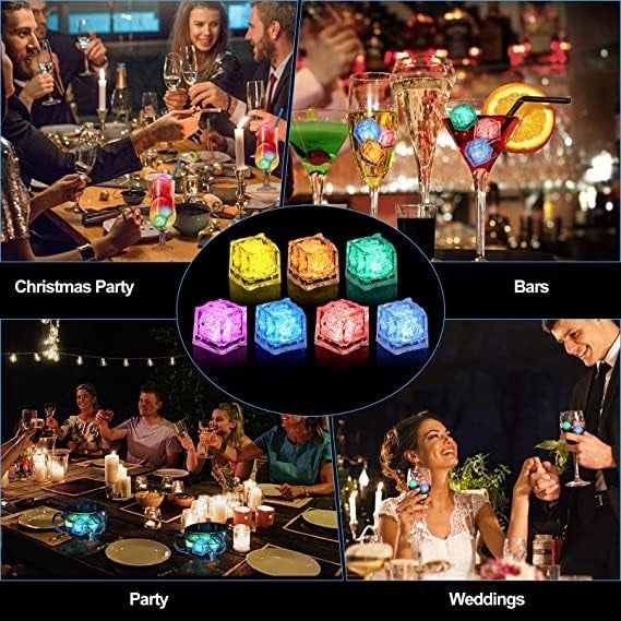 TWINZEN TWINZEN Light Up Ice Cubes Portable Multi Color Reusable Light up Led Ice Cubes for Drinks with Changing Lights Waterproof Reusable Glowing Flashing Led Ice Cube for Club Bar Party Wedding Decor  - Image 5