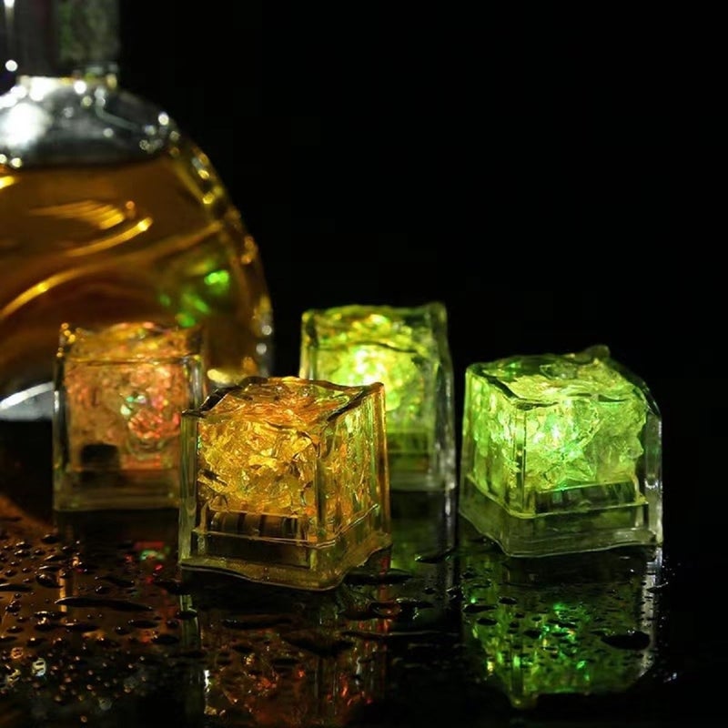 TWINZEN TWINZEN Light Up Ice Cubes Portable Multi Color Reusable Light up Led Ice Cubes for Drinks with Changing Lights Waterproof Reusable Glowing Flashing Led Ice Cube for Club Bar Party Wedding Decor  - Image 1