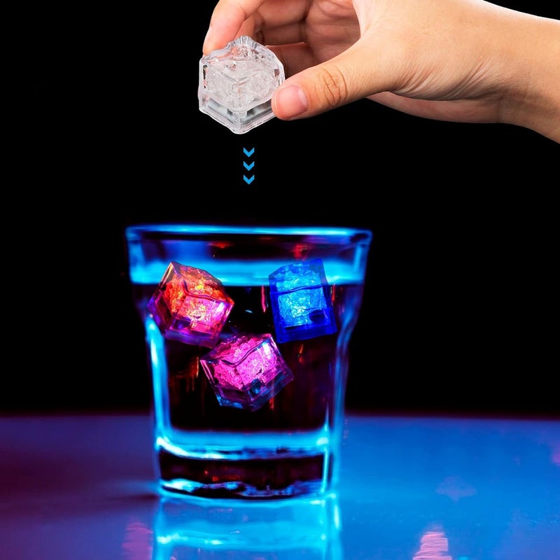 TWINZEN TWINZEN Light Up Ice Cubes Portable Multi Color Reusable Light up Led Ice Cubes for Drinks with Changing Lights Waterproof Reusable Glowing Flashing Led Ice Cube for Club Bar Party Wedding Decor  - Image 2