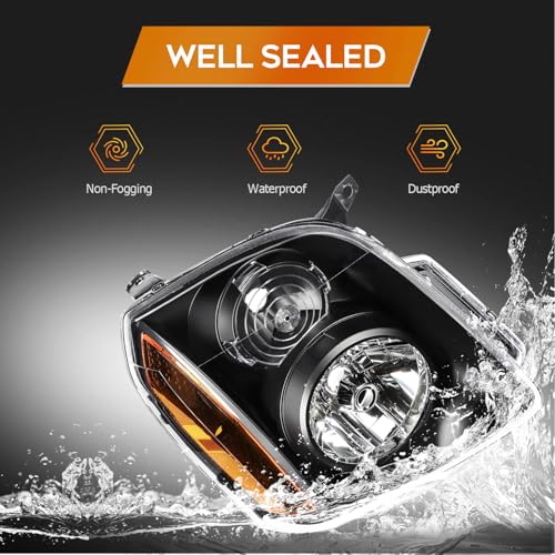 LBRST Headlight Assembly for GMC Yukon 2007-2014 for GMC Yukon XL 1500 2007-2014 for GMC Yukon XL 2500 2007-2013 Black Housing Amber Reflector Clear Lens Driver and Passenger Side Headlamp - Image 5