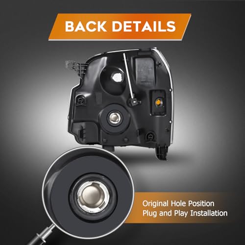 LBRST Headlight Assembly for GMC Yukon 2007-2014 for GMC Yukon XL 1500 2007-2014 for GMC Yukon XL 2500 2007-2013 Black Housing Amber Reflector Clear Lens Driver and Passenger Side Headlamp - Image 4
