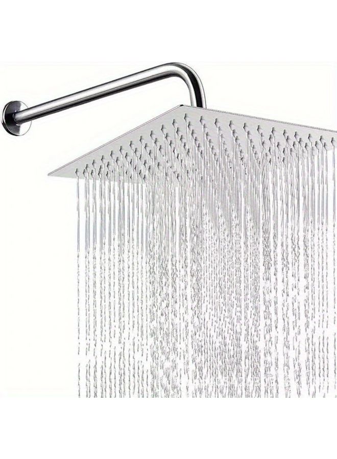 8 Inch Stainless Steel Square Rain Shower Head With Extension Rod Modern Wall Mounted - Image 3