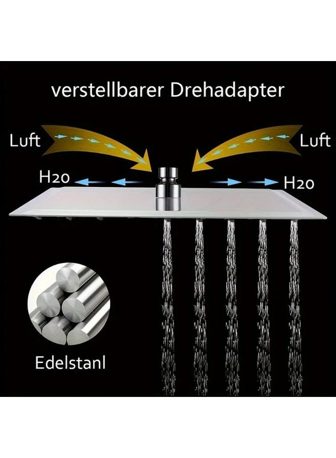 8 Inch Stainless Steel Square Rain Shower Head With Extension Rod Modern Wall Mounted - Image 5