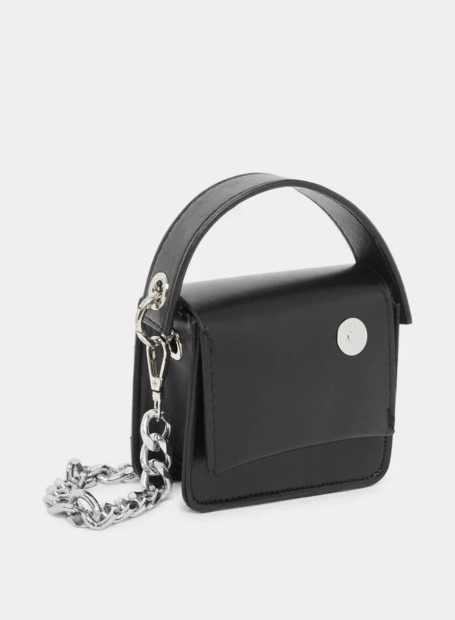 Styli Black Mini Handbag with Chain Strap