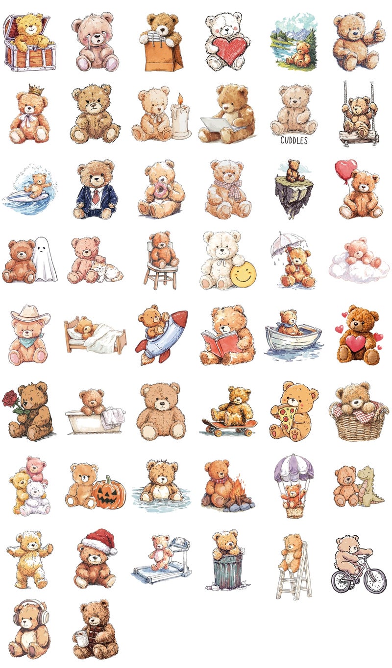 Amazefull 100 PCS Cute Bear Stickers Pack â€“ Waterproof Vinyl Decals for Water Bottles, Laptops, Phones, Notebook, Cars â€“ Cool Vibrant Graphics for Cute Bear Enthusiast - Image 3