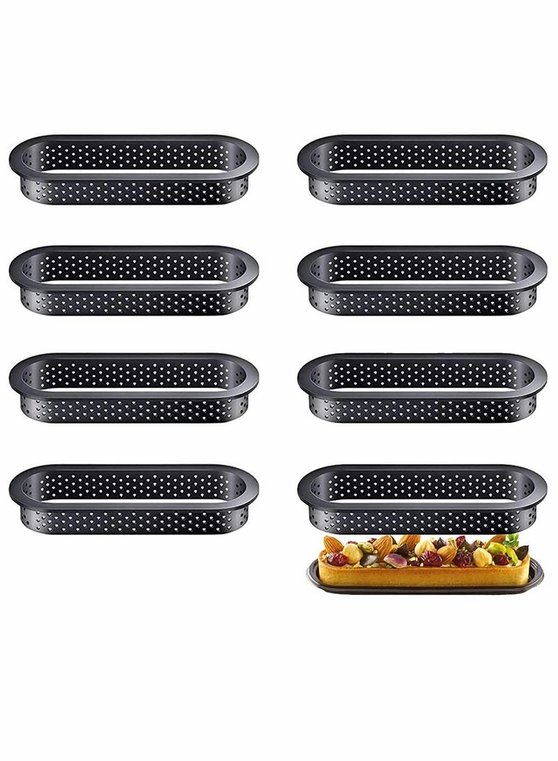 SOLARAE Cake Mousse Ring, Cake Ring Perforated, Cake Mold Mousse Tart Ring, Perforated Cake Mousse Ring, for Making Mini Cheesecakes, Chocolate Quiche Wraps, Biscuits, Tarts, Chocolates (8 Pieces) - Image 1