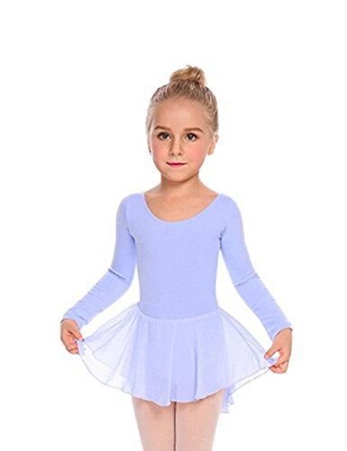 Arshiner Kids Girls Classic Long Sleeve Leotard Dance Ballet Dress Sky Blue - Image 2