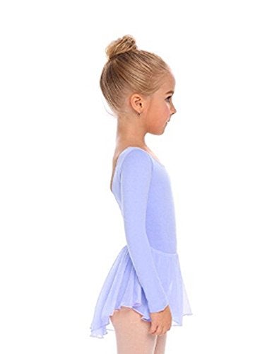 Arshiner Kids Girls Classic Long Sleeve Leotard Dance Ballet Dress Sky Blue - Image 3