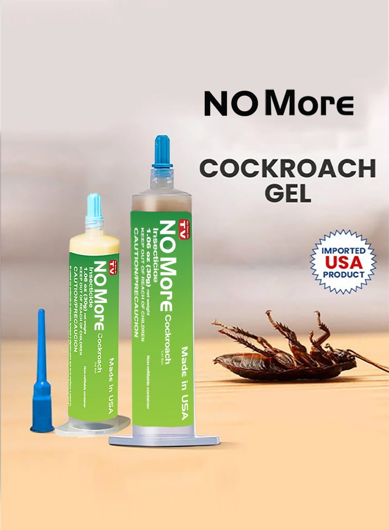 AS SEEN ON TV No More Cockroach Gel Bait, 2Tubes x 30grams, 2 Plunger and 2 Tips, German Cockroach Insect Pest Control, Indoor and Outdoor Use, Cockroach destroyer Gel