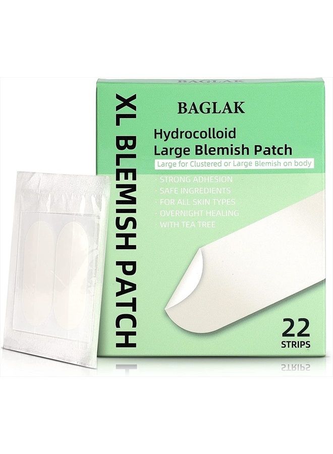 BAGLAK لصقات البثور الكبيرة - 22 شريط، حجم XL، نقاط هيدروكوليد، لصقات البثور - ملصقات حب الشباب، لتغطية امتصاص عيوب الوجه - ملصق حب الشباب للعناية بالبشرة الوجهية - Image 1