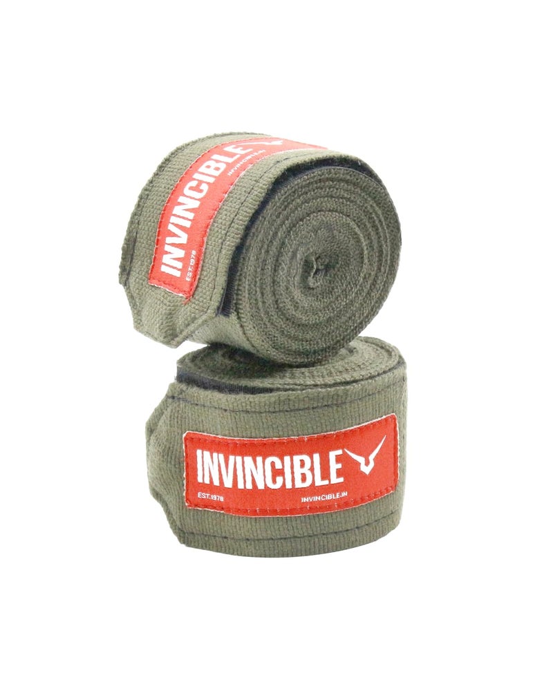 Invincible Mexican Style Semi-Stretch Hand Wraps (Olive, 4.5 Meter) - Image 4