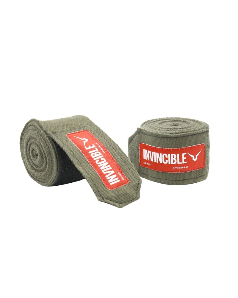 Invincible Mexican Style Semi-Stretch Hand Wraps (Olive, 4.5 Meter) - Image 1