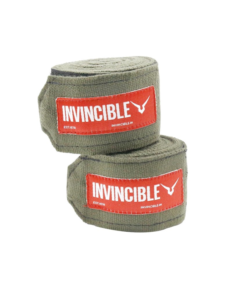 Invincible Mexican Style Semi-Stretch Hand Wraps (Olive, 4.5 Meter) - Image 5