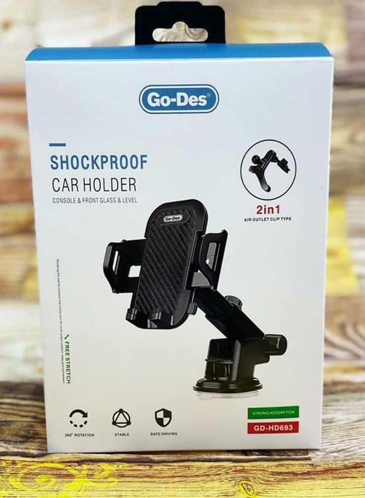 ELTRAZONE Car Mobile Holder – 360° Rotation & Adjustable Stand for Dashboard, Windshield, and Air Vent (Black) - Image 5