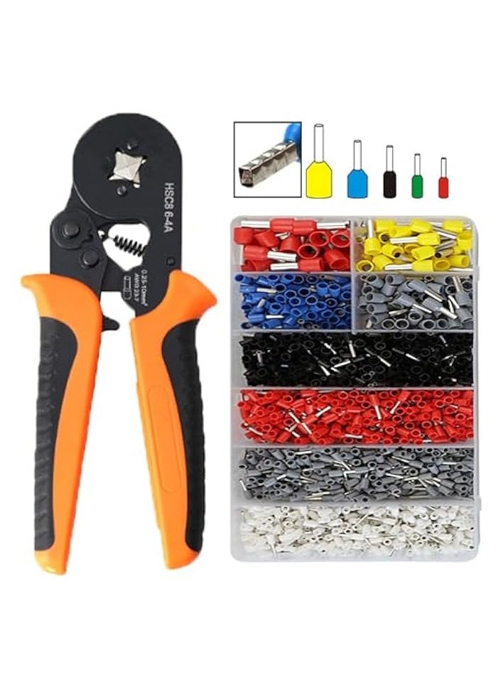 PROMASS Ferrule Crimping Tool Kit, 1200pcs Bootlace Ferrule Terminals & Crimping Tool | 0.25-10mm²/ 23-7 AWG, Manual Quadrilateral Tube Type Terminal Crimping Pliers, Wire Ends Ferrules  - Image 2