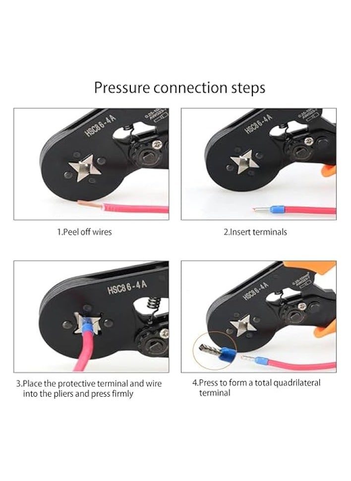 PROMASS Ferrule Crimping Tool Kit, 1200pcs Bootlace Ferrule Terminals & Crimping Tool | 0.25-10mm²/ 23-7 AWG, Manual Quadrilateral Tube Type Terminal Crimping Pliers, Wire Ends Ferrules  - Image 3