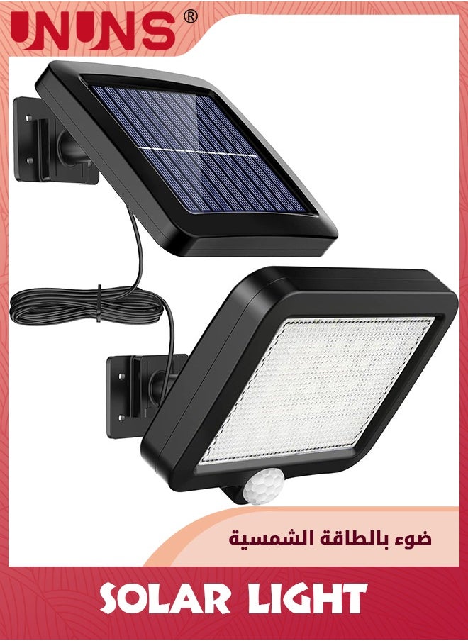 UNUNS - مصباح LED بالطاقة الشمسية، 56 مصباح LED بالطاقة الشمسية بالخارج مع كاشف حركة، IP65 مقاوم للماء، زاوية إضاءة 120 درجة، مصباح جداري بالطاقة الشمسية للحديقة - Image 1