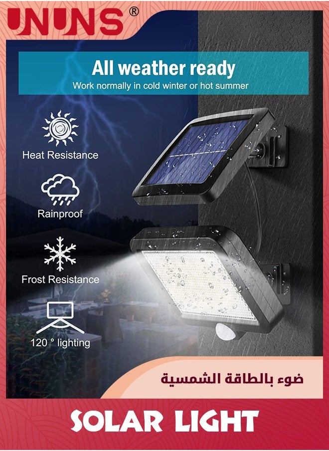 UNUNS - مصباح LED بالطاقة الشمسية، 56 مصباح LED بالطاقة الشمسية بالخارج مع كاشف حركة، IP65 مقاوم للماء، زاوية إضاءة 120 درجة، مصباح جداري بالطاقة الشمسية للحديقة - Image 1