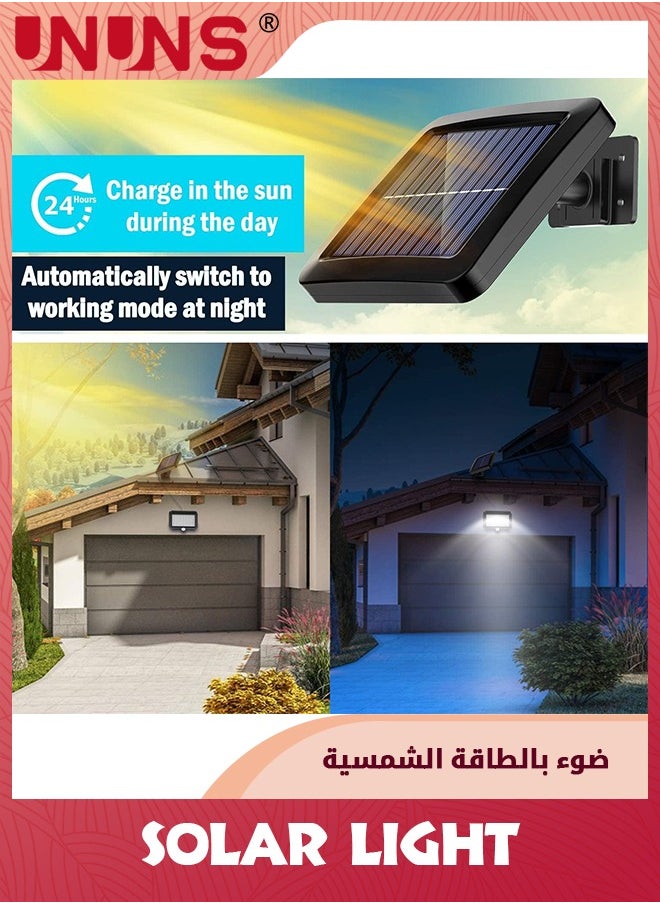 UNUNS - مصباح LED بالطاقة الشمسية، 56 مصباح LED بالطاقة الشمسية بالخارج مع كاشف حركة، IP65 مقاوم للماء، زاوية إضاءة 120 درجة، مصباح جداري بالطاقة الشمسية للحديقة - Image 1