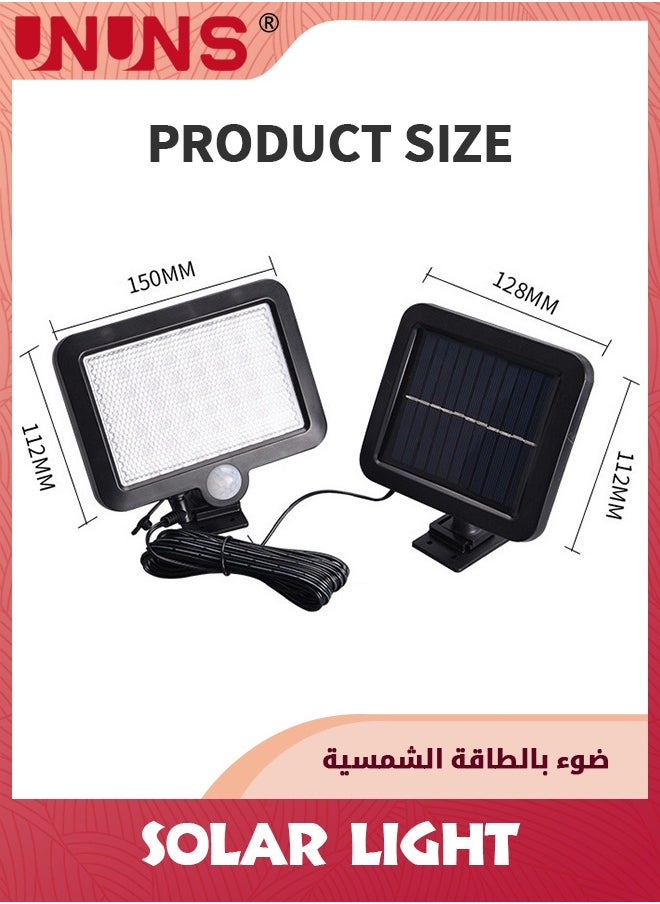UNUNS - مصباح LED بالطاقة الشمسية، 56 مصباح LED بالطاقة الشمسية بالخارج مع كاشف حركة، IP65 مقاوم للماء، زاوية إضاءة 120 درجة، مصباح جداري بالطاقة الشمسية للحديقة - Image 1
