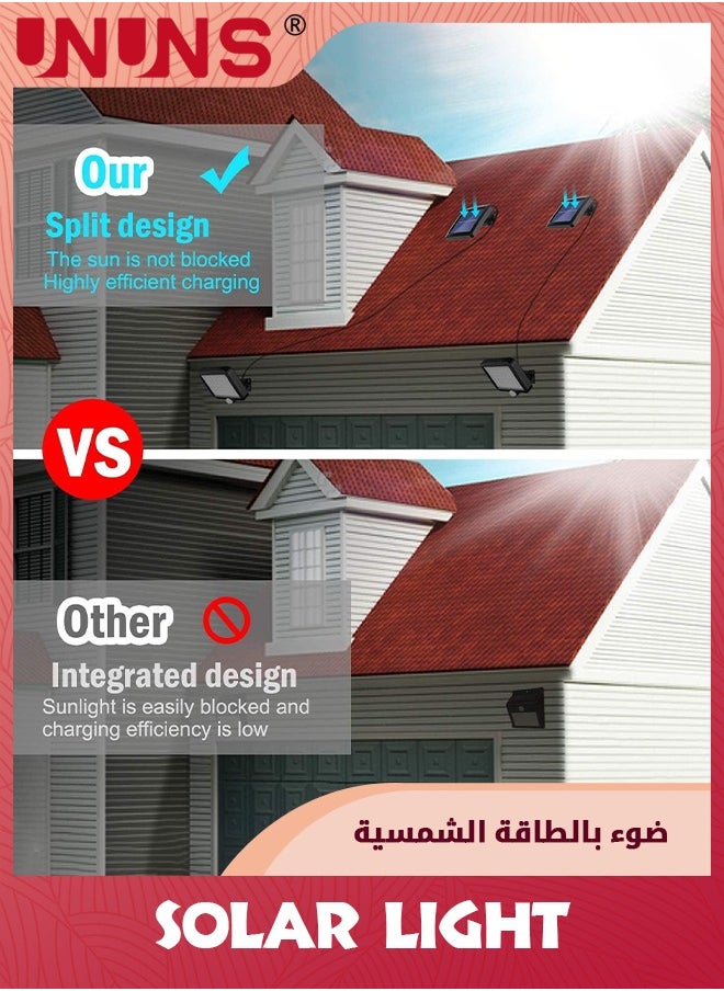 UNUNS - مصباح LED بالطاقة الشمسية، 56 مصباح LED بالطاقة الشمسية بالخارج مع كاشف حركة، IP65 مقاوم للماء، زاوية إضاءة 120 درجة، مصباح جداري بالطاقة الشمسية للحديقة - Image 1