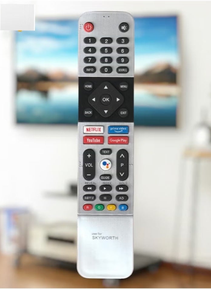 Skyworth Smart TV Remote Control for Android TV | Universal Replacement Remote with Netflix, Prime Video, YouTube, and Google Play Hot Keys (No Voice) - Image 2