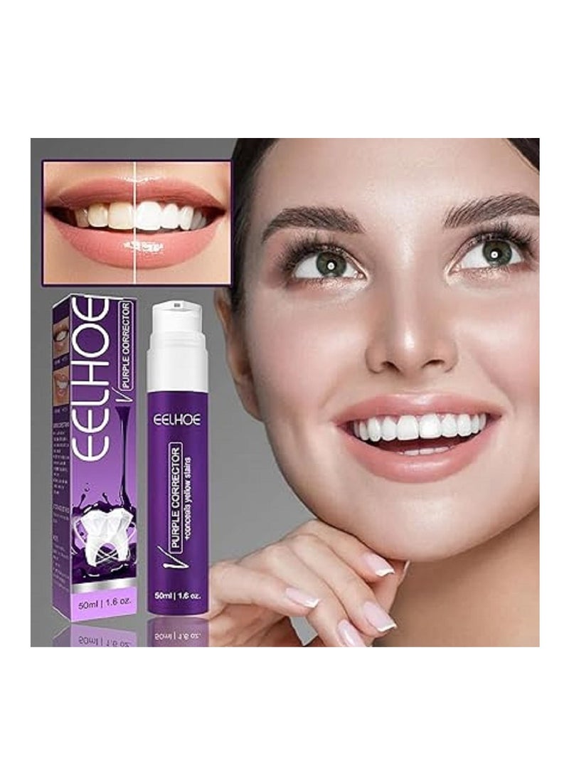 EELHOE معجون أسنان مبيض بنفسجي مصحح لون مضيء لتبييض الأسنان الحساسة - Image 1