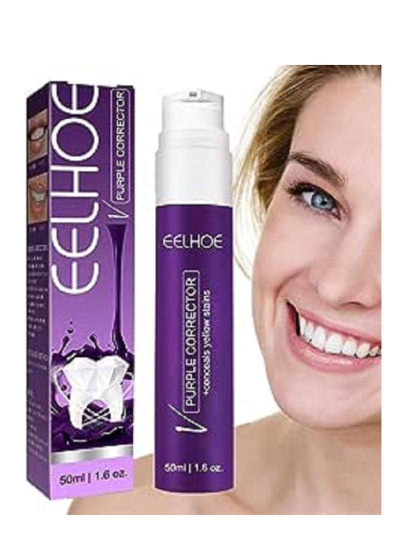 EELHOE معجون أسنان مبيض بنفسجي مصحح لون مضيء لتبييض الأسنان الحساسة - Image 2